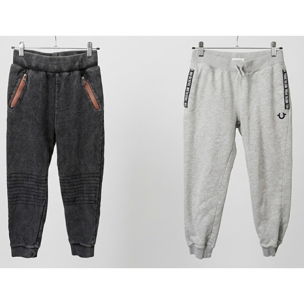 Lot Of 2 True Religion Boys Small Joggers Sweatpants Gray, Black Pockets Logo